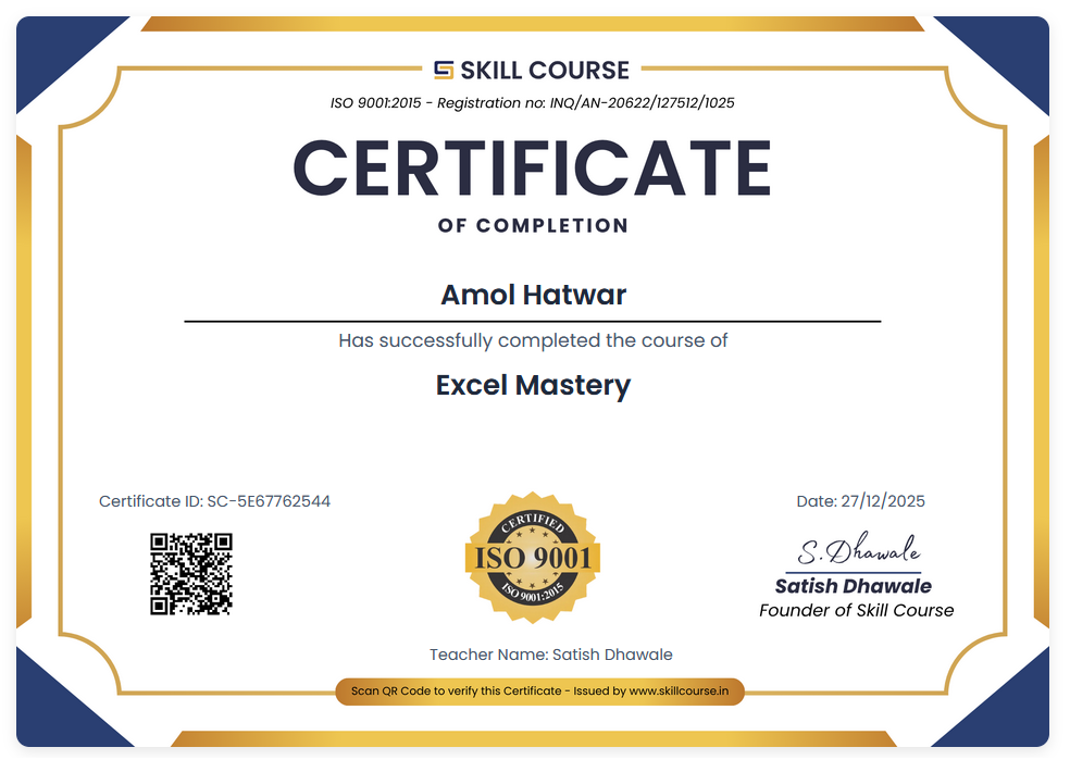 Excel Mastery Certificate